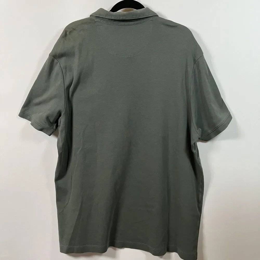 Tahari Polo Shirt Mens 2XL Green Cotton Short Sleeve Pocket Collared Casual - Picture 6 of 13